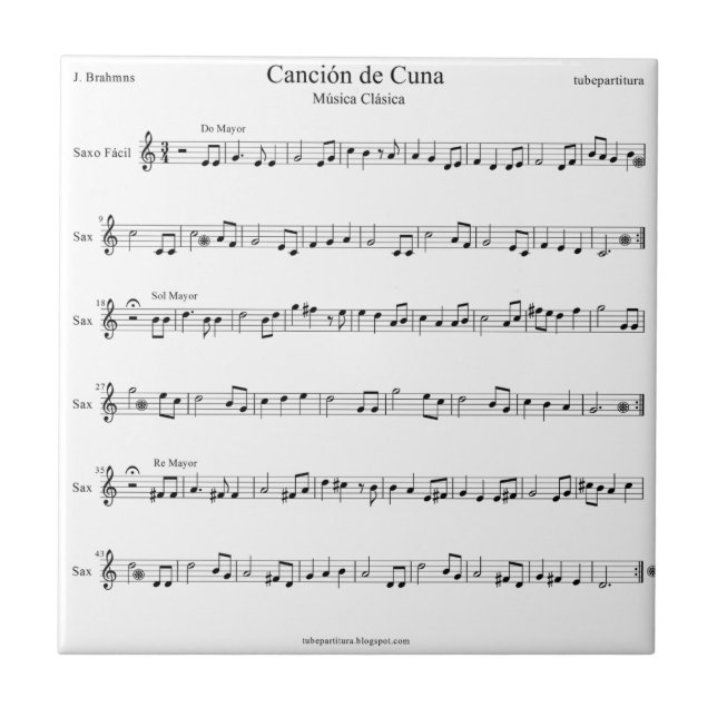 Partitura da canção de ninar de Brahms (Frente)