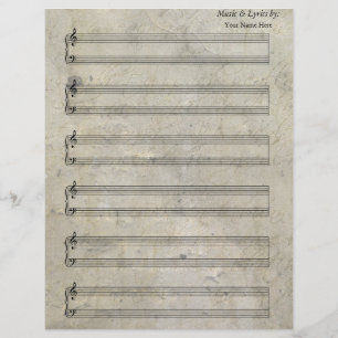 Partitura de Piano Antiga Manchada 6 Linhas