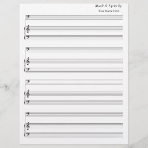 Partitura em Branco em Clave de Fá