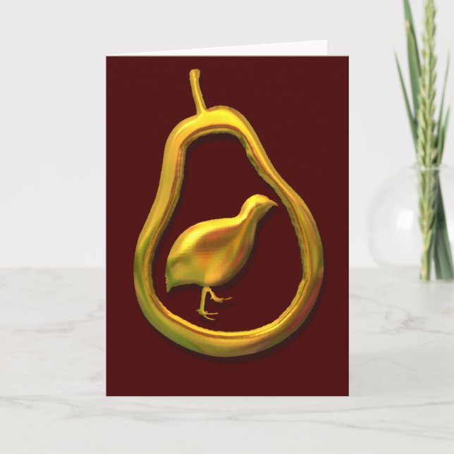 Partucho de Natal em um Cartão de Férias pera (Frente)