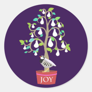 Partucho num adesivo de árvore pera