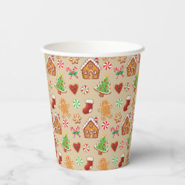 Party Paper Cups Christmas Gingerbread Print