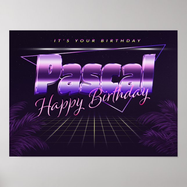 Pascal Name Vorname lila retro Poster Geburtstag (Frente)