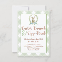 Páscoa Brunch e Egg Hunt Rabbit Convite Gingham