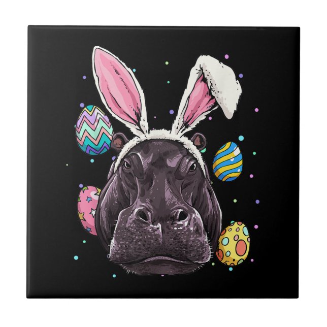 Páscoa Bunny Hippo Páscoa Engraçada Hippo Presente (Frente)