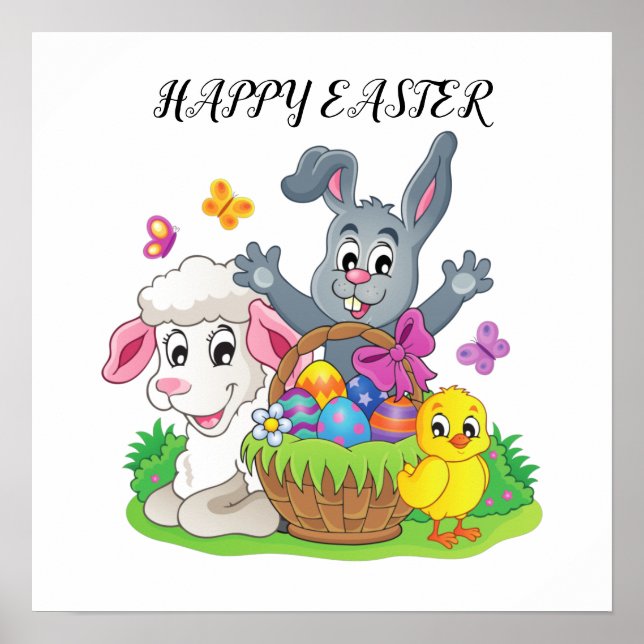 Páscoa, cordeiro e poster pintinho. (Frente)