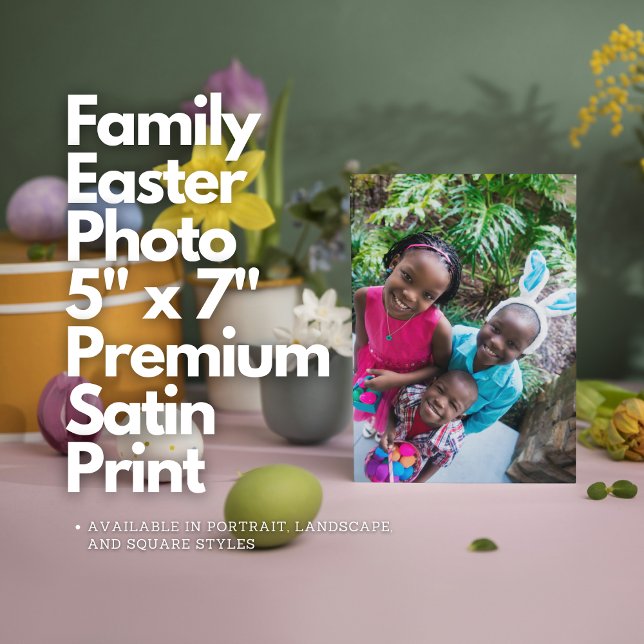 Páscoa da família Foto 5" x 7" Premium Satin Impre (Family Easter Photo 5" x 7" Premium Satin Print
Available in portrait, landscape, and square styles)