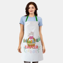 Páscoa Dia Apron - Coelhinho Bonito e Design de Ov