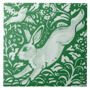 Páscoa Emerald Green Leaping Rabbit Floral Garden