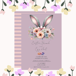 Páscoa Floral Brunch Bunny Ears Roxo Convite