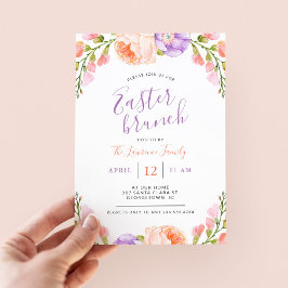 Páscoa Floral de Aquarela Convite de festas Brunch