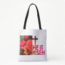 Páscoa Floral "He Is Risen" Tote Bag