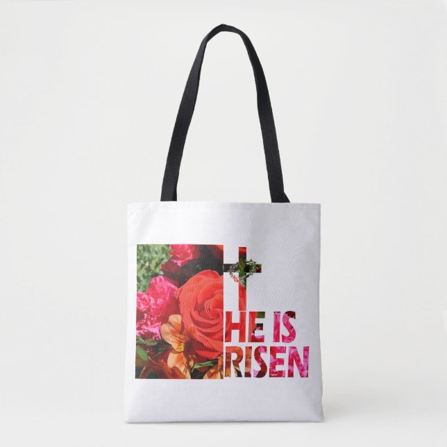 Páscoa Floral "He Is Risen" Tote Bag (Frente)