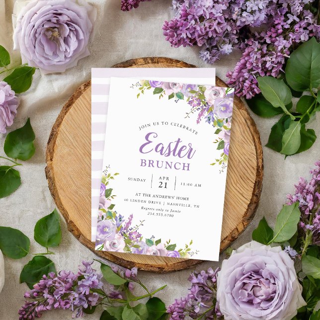 Páscoa Floral Lilac Convite de festas Brunch (Criador carregado)