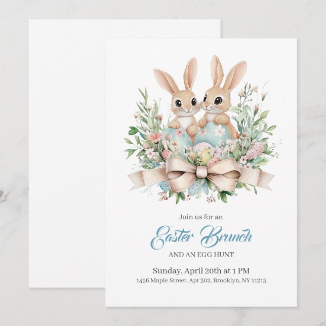 Páscoa Floral Personalizada Brunch No Convite (Frente/Verso)