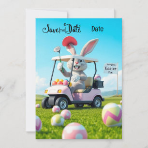 Páscoa Golf Salve o Convite de Data - Bunny