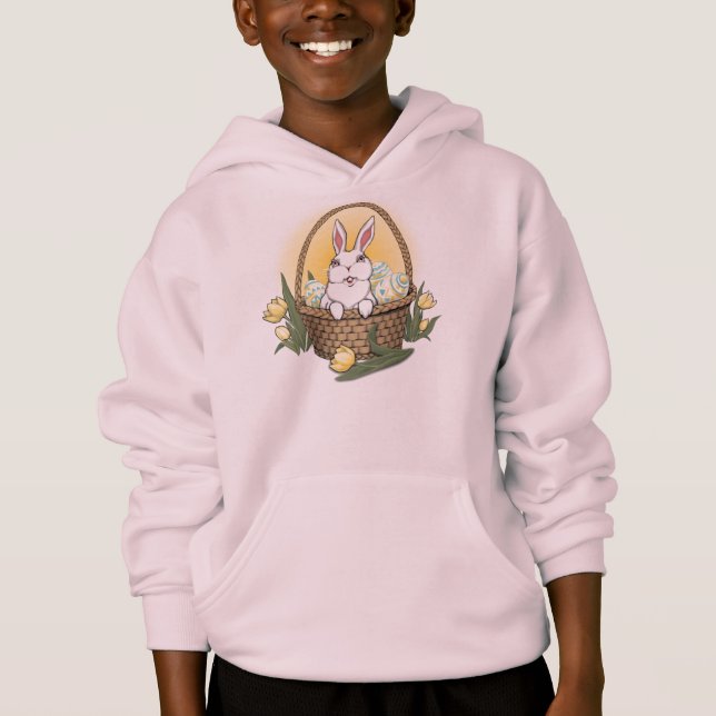 Páscoa Hoodie Easter Bunny Basket Kid (Frente)