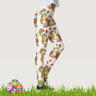 PÁSCOA Leggings Bunny Egg Yoga Pants Mulheres