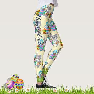 PÁSCOA Leggings Bunny Egg Yoga Pants Mulheres