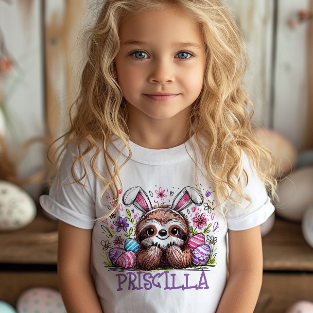 Páscoa Lenta Camisa T Nome Personalizado Raparigas (Kids name Easter t-shirt)