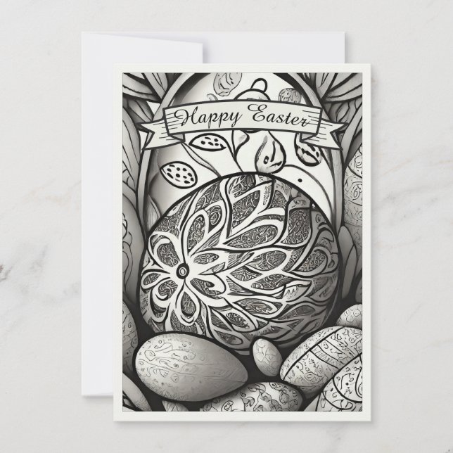 Páscoa motif b/w desenho animado com ovos de Pásco (Frente)