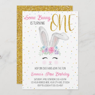 Páscoa Primeiro Convite de Aniversário, Bunny é um