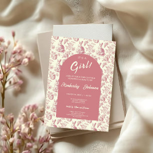 Páscoa Toile Floral Girl Convite Para Chá de frald