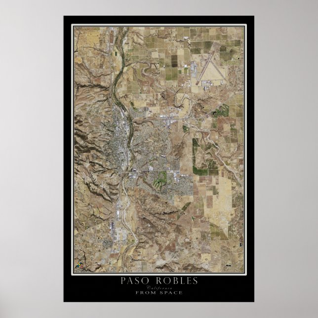 Paso Robles California Satellite Poster Map (Frente)