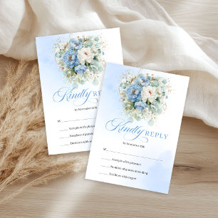 Passado Romântico Azul Floral Eucalipto RSVP
