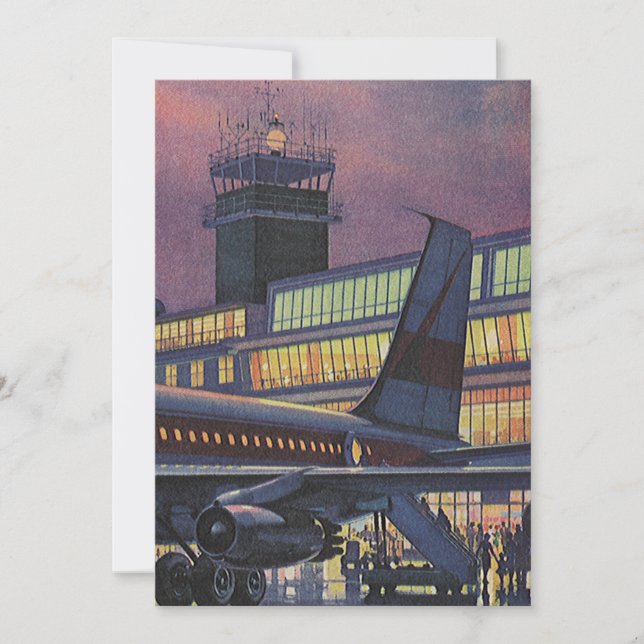 Passageiros de negócios vintage em avião no aeropo (Frente)