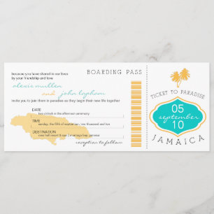 Passagem de embarque ao convite do casamento de