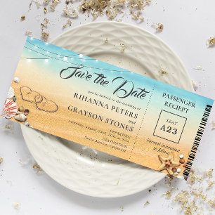 Passagem de Embarque Corações na Areia Convites pa