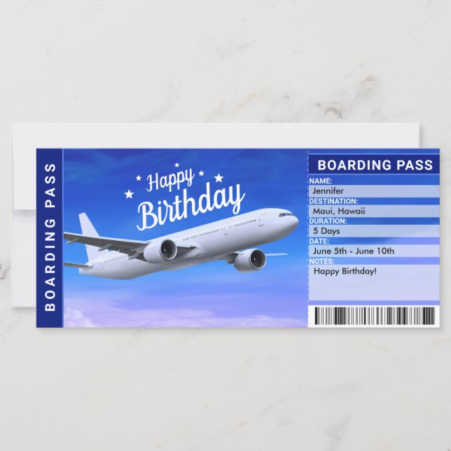 Passagem de Embarque de Avião de Aniversário Surpr (Frente)