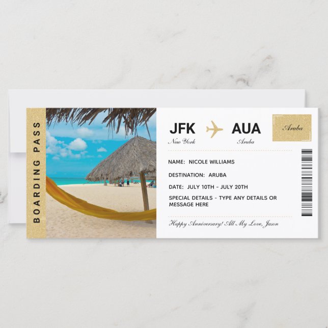 Passagem de embarque para presente de viagem de fé (Frente)