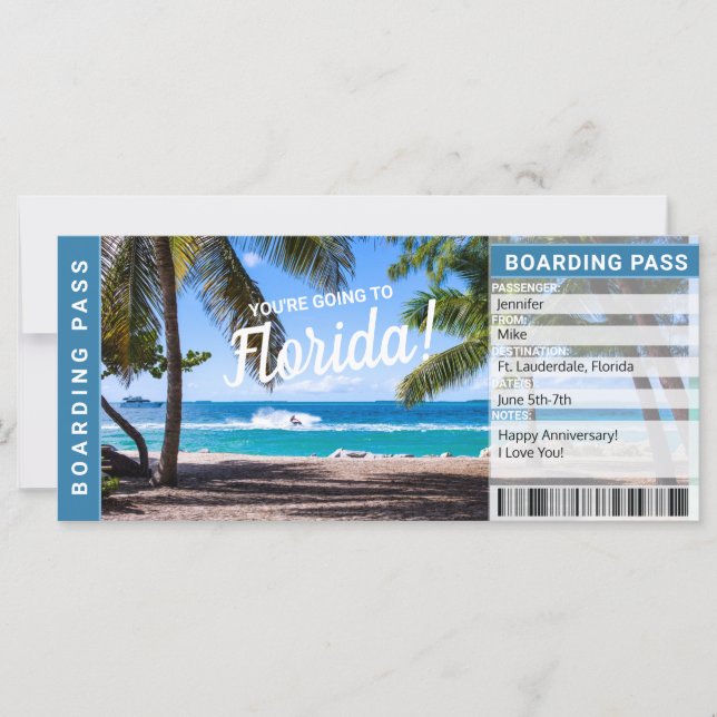 Passagem de embarque para presente de viagem surpr (Frente)