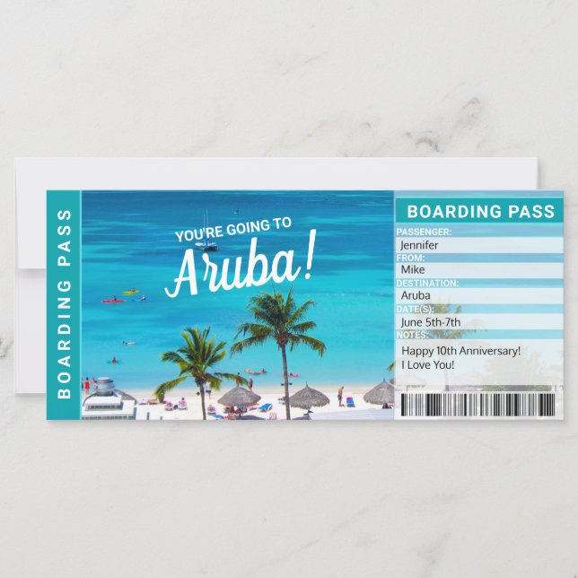 Passagem de embarque para presente de viagem surpr (Frente)
