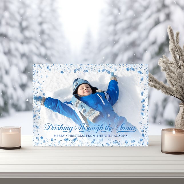 Passando pelo Cartão com fotos de Férias da Neve (Dashing Through the Snow Holiday Photo Card
)