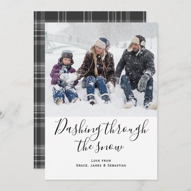Passando Pelo Cartão De Natal Da Foto Da Neve (Frente/Verso)