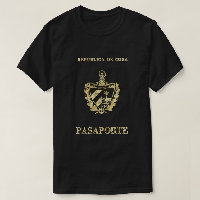 Passaporte cubano - Camiseta Dourada Vintage (Frente do Design)