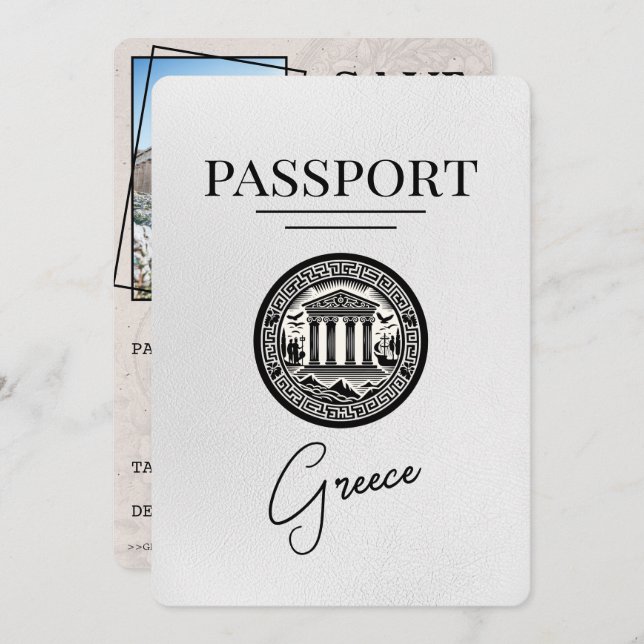 Passaporte de Grécia Branca Salve o Cartão de Data (Frente/Verso)