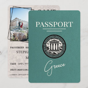 Passaporte de Grécia Turquesa Guardar Cartão de Da