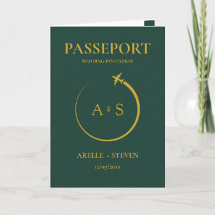 Passaporte Destino Faux Ouro Convite Para Casament