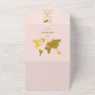 Passaporte Rosa Bege Dourado para Casamento dos So
