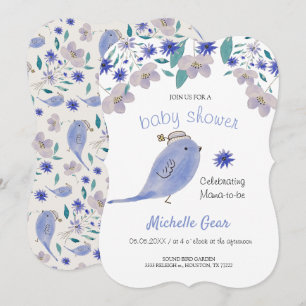 Passarinho Azul Fofo Com um Chapéu de Flor