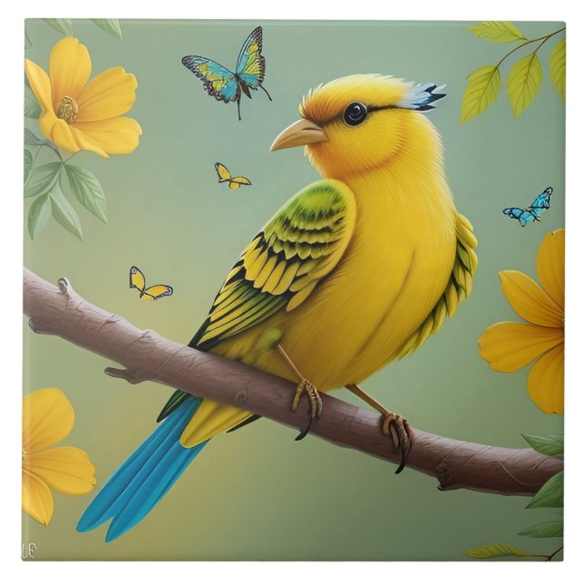 Pássaro Amarelo na Ramificação (Frente)