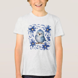 Pássaro Azul com flores