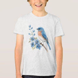 Pássaro azul com flores azuis
