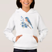 Pássaro azul com flores azuis