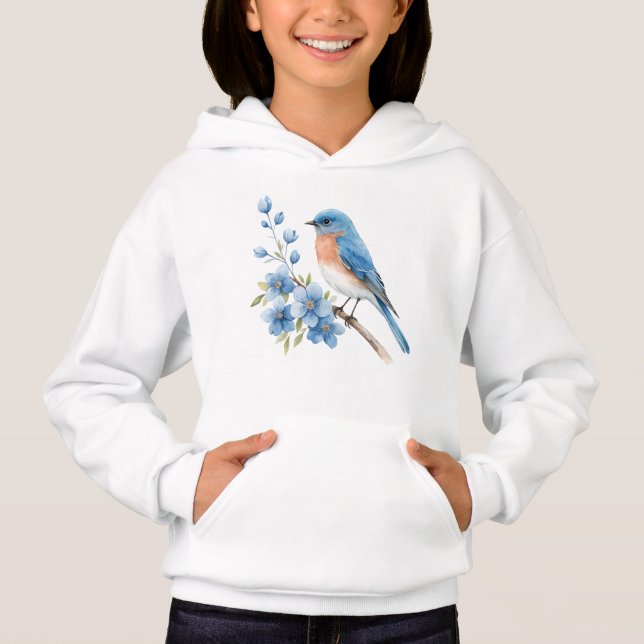 Pássaro azul com flores azuis (Frente)