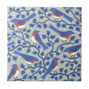 Pássaro Azul e Artes e Ofícios de Flores Silvestre